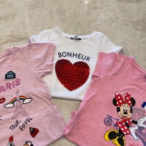 Girls French Tees lot of 3 assorted sizes